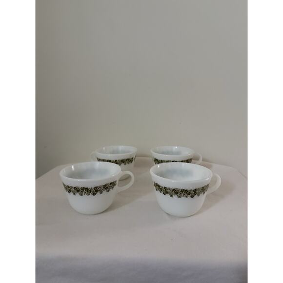 4 Vintage Pyrex Corelle Spring Blossom Green Crazy Daisy Coffee Tea Cup Mugs - Picture 2 of 9
